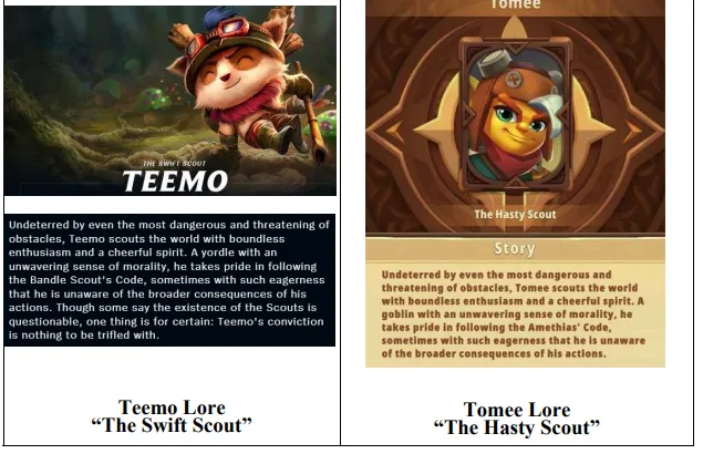 A comparison of Teemo and Tomee showing the copied text.