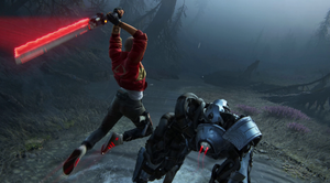 Jordan from Intergalactic: The Heretic Prophet attacking an enemy Jordan from Intergalactic: The Heretic Prophet attacking an enemy