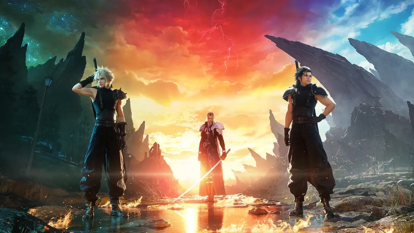 Cloud Strife, Sephiroth, and Zack Fair in key for Square Enix's Final Fantasy VII Rebirth.
