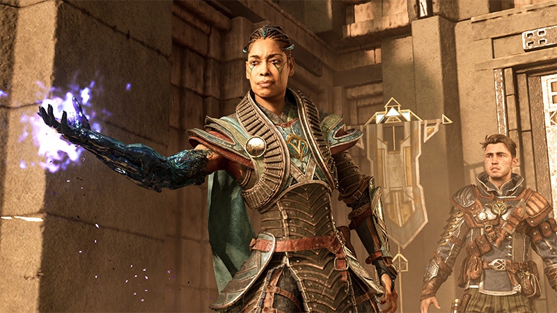 An Immortals of Aveum character played by Gina Torres extends her hand. An Immortals of Aveum character played by Gina Torres extends her hand.