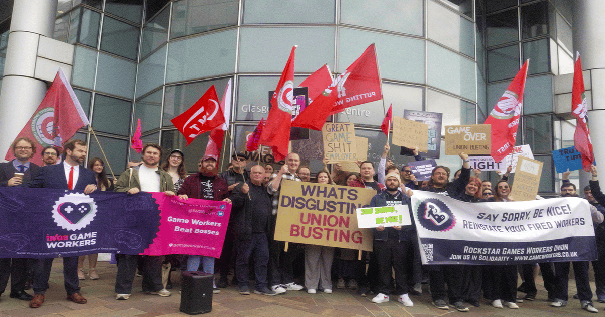'Justice at last feels within reach:' Fired Rockstar workers rally in Glasgow as union busting tribunal begins