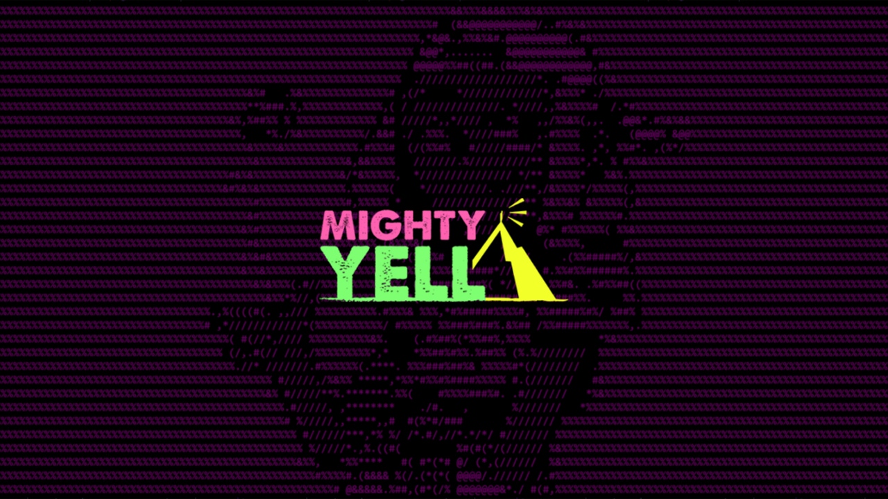 The Mighty Yell logo in pink and green The Mighty Yell logo in pink and green