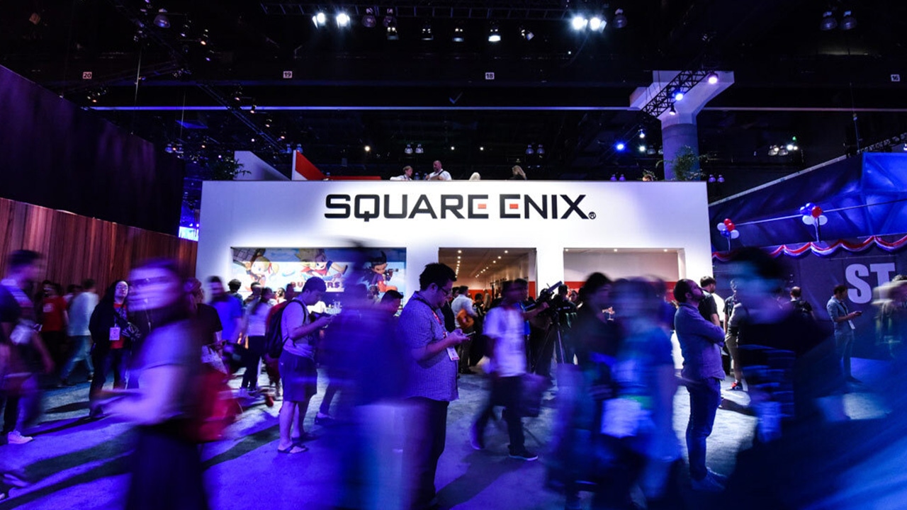 A Square Enix branded booth at a trade show A Square Enix branded booth at a trade show