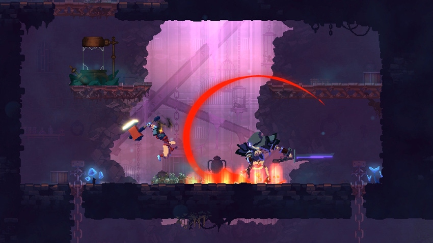 A screenshot from Dead Cells showing a player in battle