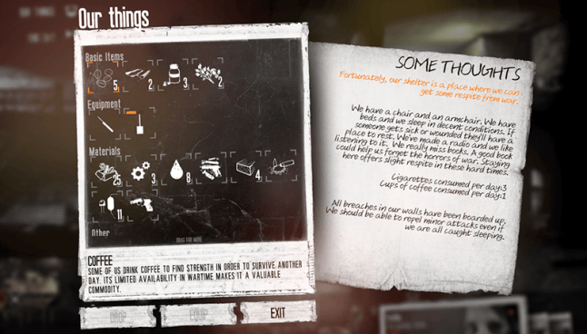 War Dogs Inventory Screen Learning and Improving upon: This War of Mine – a UX/UI Analysis