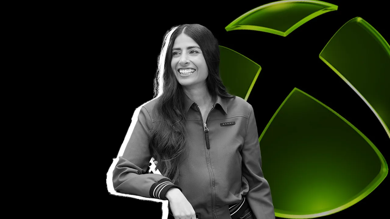 Xbox's Asha Sharma, alongside the Xbox logo Xbox's Asha Sharma, alongside the Xbox logo