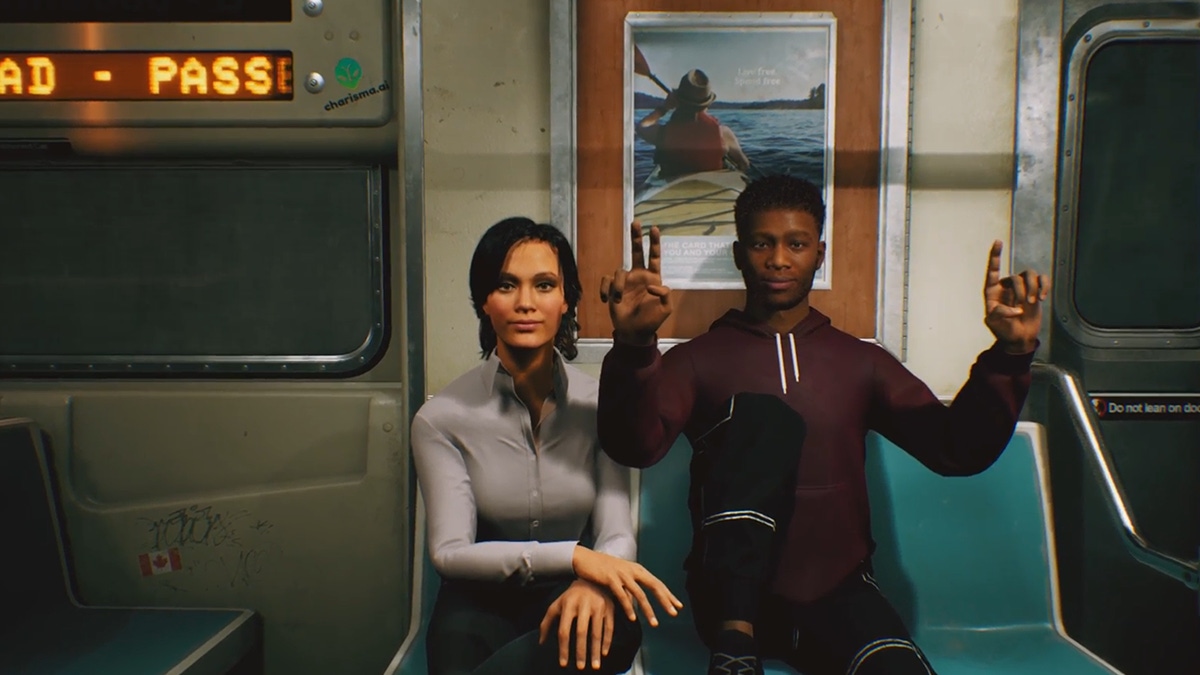 Two Charisma-powered NPCs on a subway Two Charisma-powered NPCs on a subway