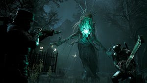 A screenshot of Remnant 2 showing two characters preparing to attack a phantom-looking enemy A screenshot of Remnant 2 showing two characters preparing to attack a phantom-looking enemy