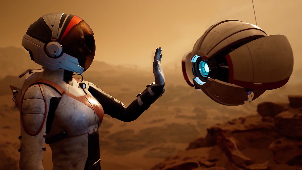 An astronaut and a drone in Keoken Interactive's Deliver Us Mars. An astronaut and a drone in Keoken Interactive's Deliver Us Mars.