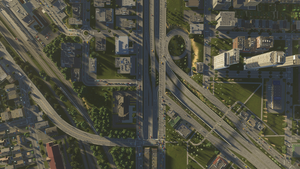 city roads and buildings