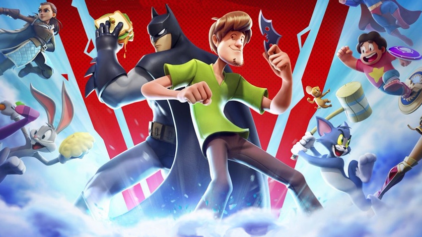 Art for WB's Multiversus featuring Batman back to back with Shaggy from Scooby-Doo.