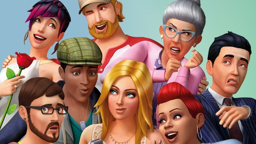 Key art for Maxis' The Sims 4, featuring multiple custom-made Sims.