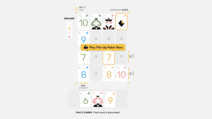 pile up poker screenshot showing cards and instructions pile up poker screenshot showing cards and instructions