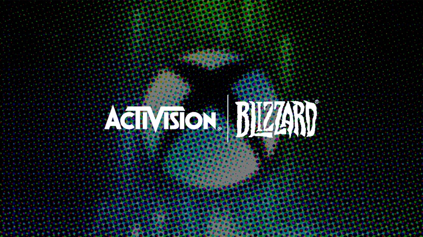The Activision Blizzard logo overlaid on a pixelated Xbox logo