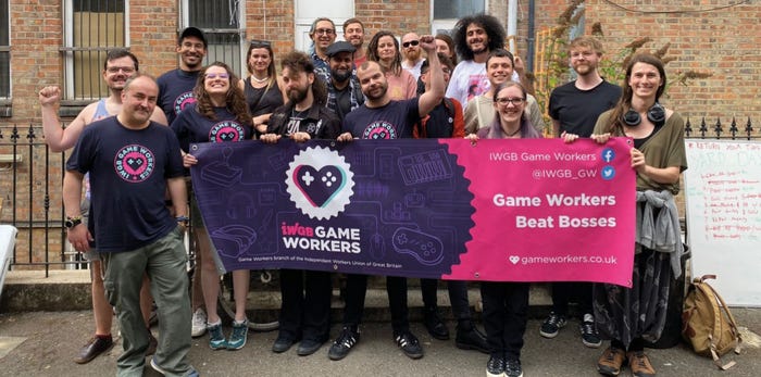 Members of the IWGB Game Workers union stand in solidarity