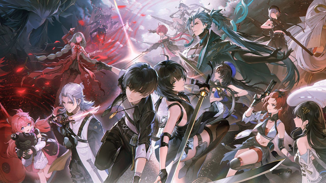 Wuthering Waves APK MOD character roster featuring Rover, Yangyang, and popular Resonators