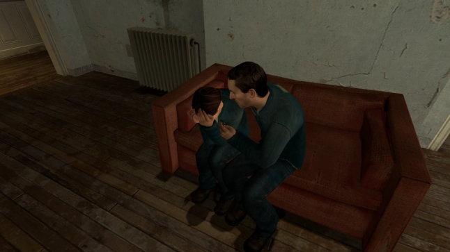 Comforting couple from the beginning of Half-Life 2