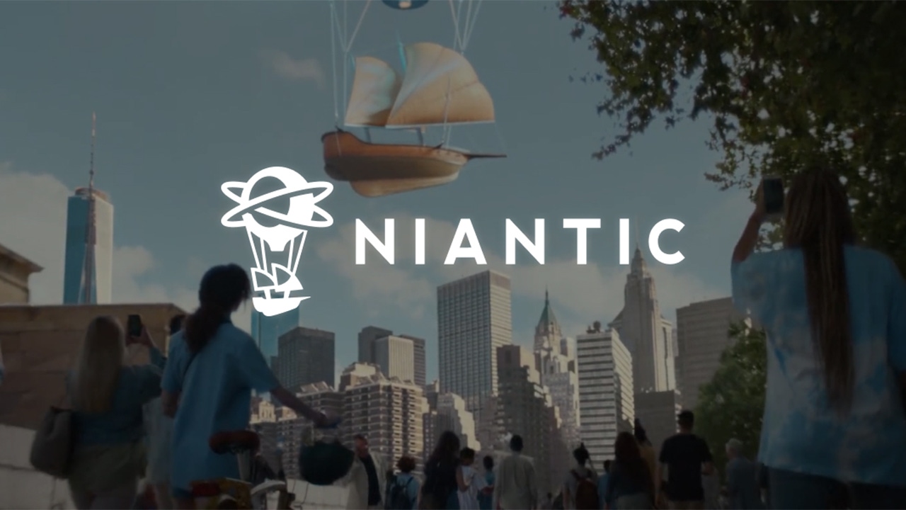 The Niantic logo on artwork showing a representation of AR experiences The Niantic logo on artwork showing a representation of AR experiences