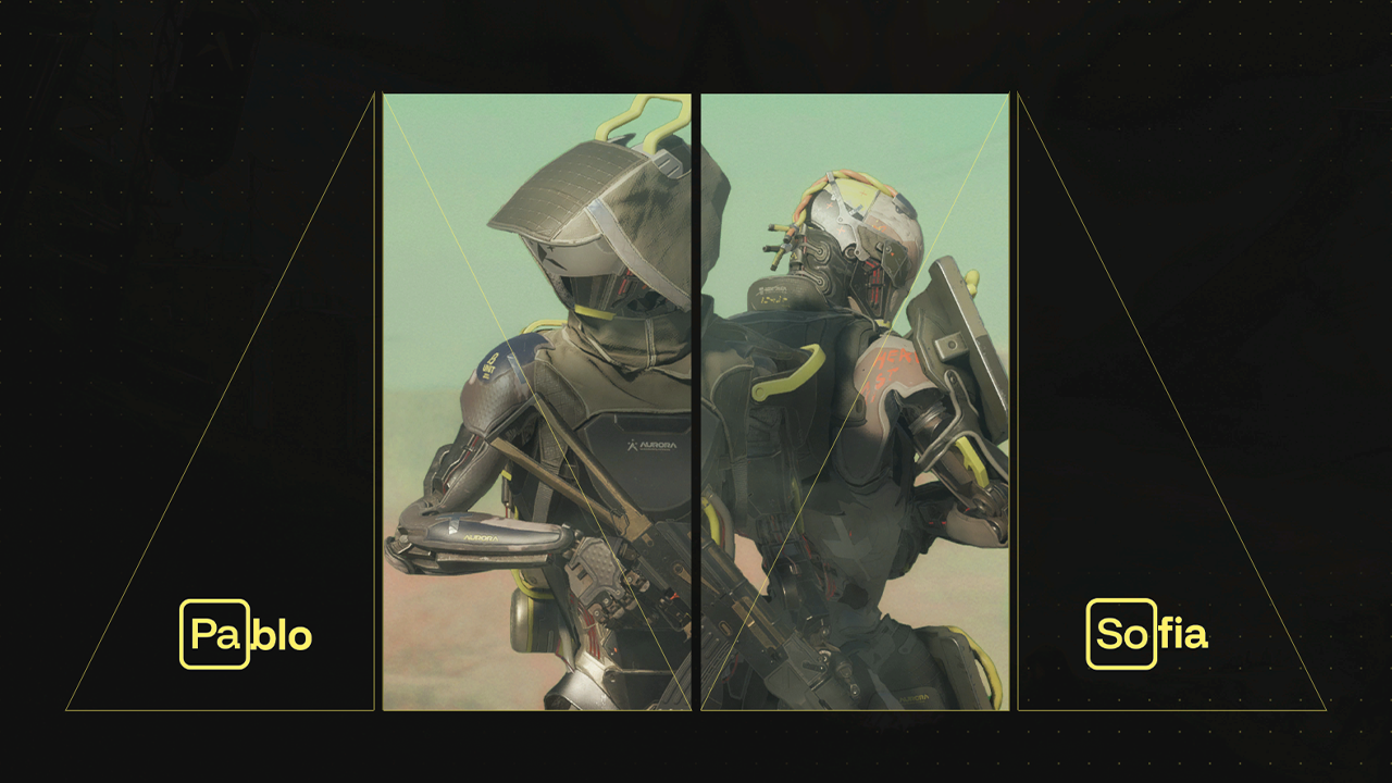 Artwork of cyborg allies Pablo and Sofia in Teammates Artwork of cyborg allies Pablo and Sofia in Teammates