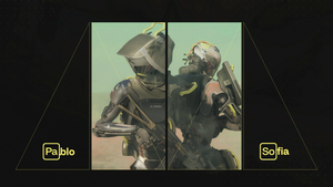 Artwork of cyborg allies Pablo and Sofia in Teammates Artwork of cyborg allies Pablo and Sofia in Teammates