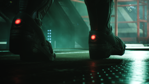space boots on a spaceship deck from The Expanse