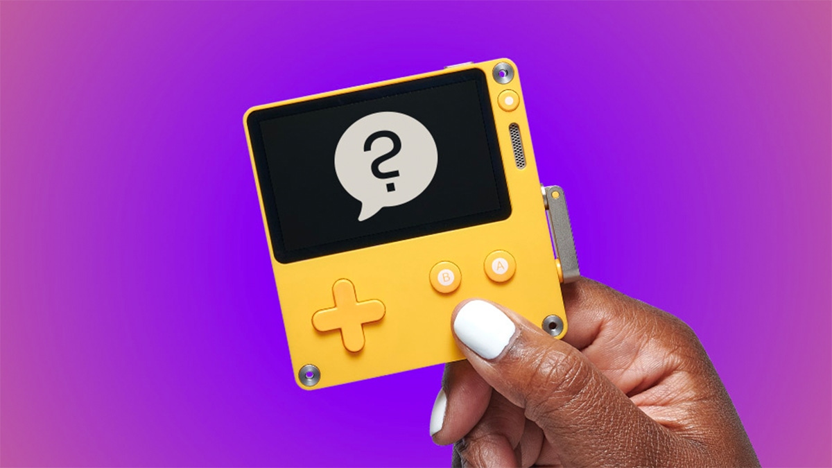 The Playdate with a question mark on-screen The Playdate with a question mark on-screen