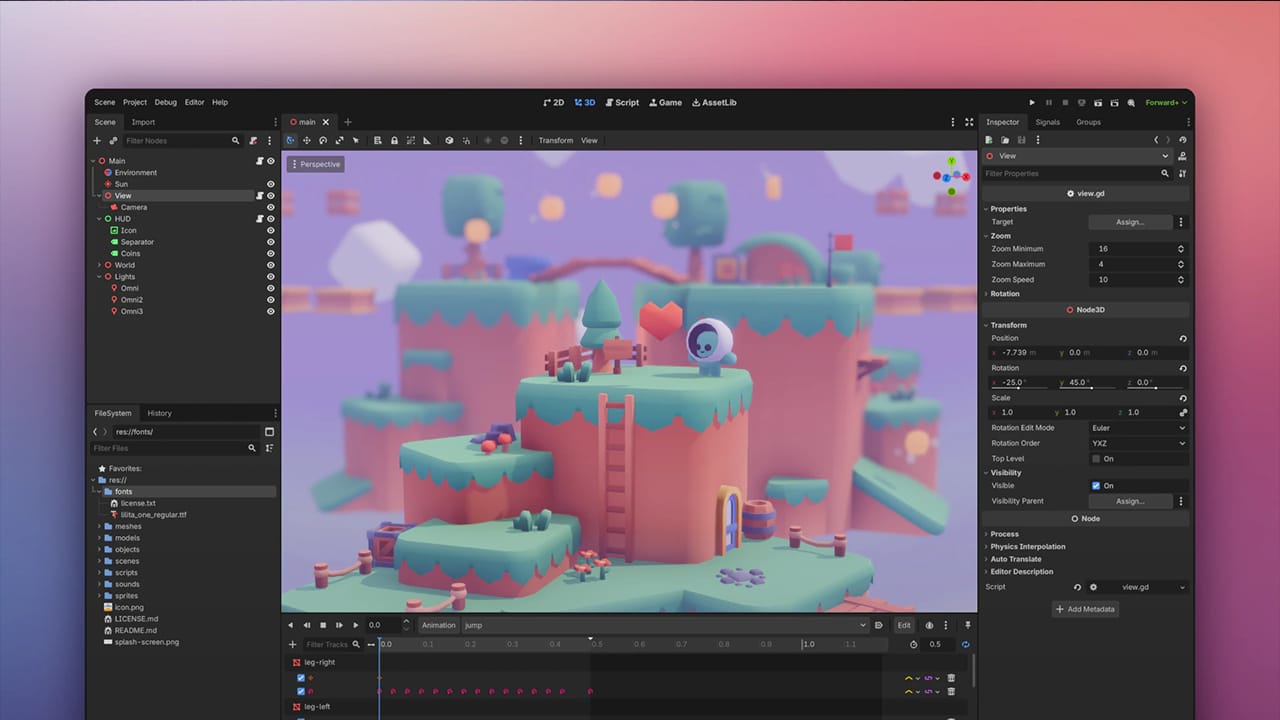 A screenshot of the new 'modern' editor theme in Godot 4.6 A screenshot of the new 'modern' editor theme in Godot 4.6