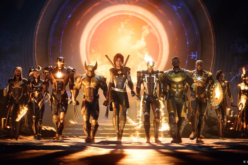 Screenshot of Firaxis' Marvel's Midnight Suns showing the game's base roster of characters.