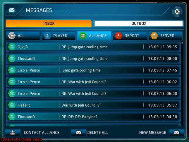 Ingame Messaging System in Galaxy on Fire - Alliances by Fishlabs Entertainment