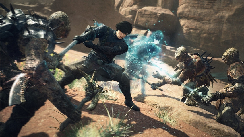 A player character fights monsters in Dragon's Dogma 2.