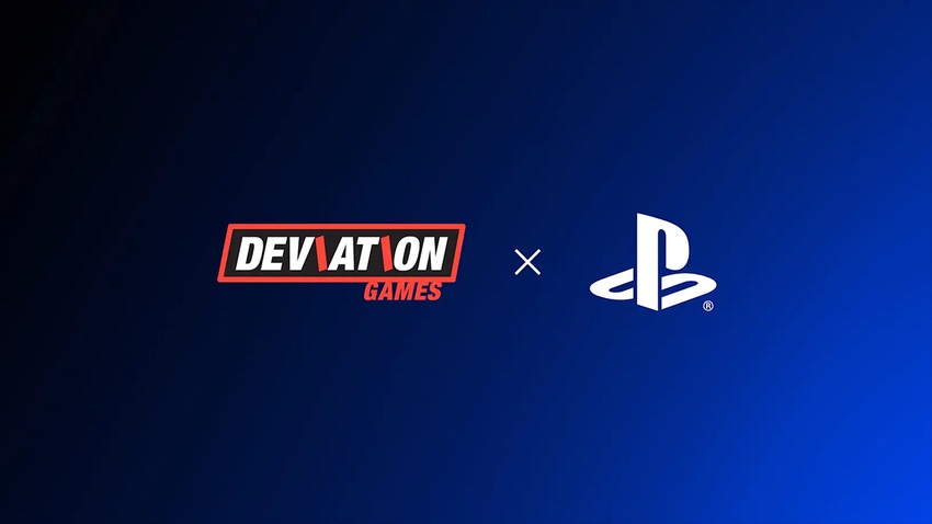 The Deviation Games logo next to the PlayStation logo, signifying their partnership