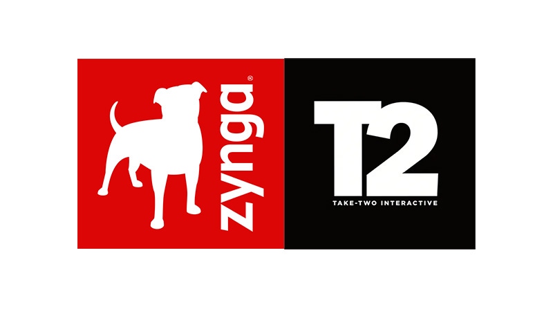The logos for Zynga and Take-Two Interactive.