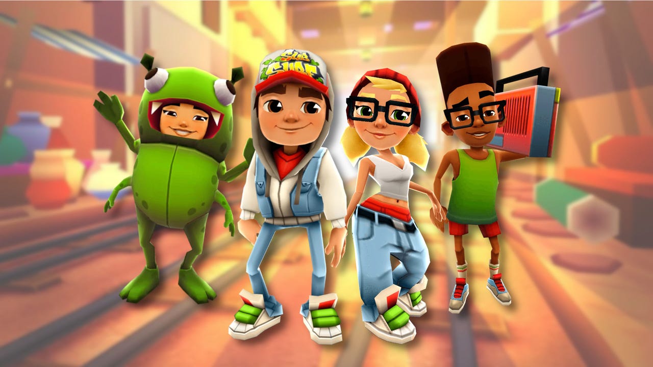《Subway Surfers》游戏截图,著名的无限跑酷手游