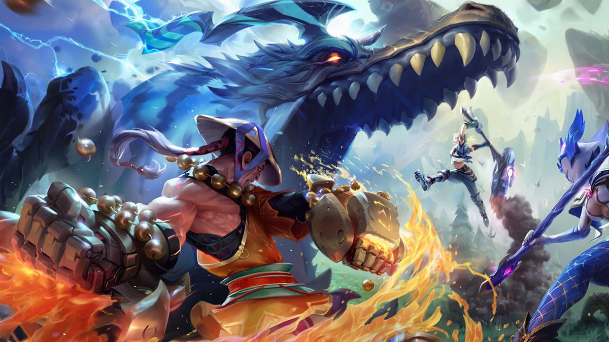 Key artwork for Dauntless featuring a warrior and a dragon Key artwork for Dauntless featuring a warrior and a dragon