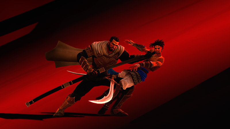 Vahram and Sargon fight against a red backdrop.