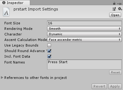 Unity Font Asset