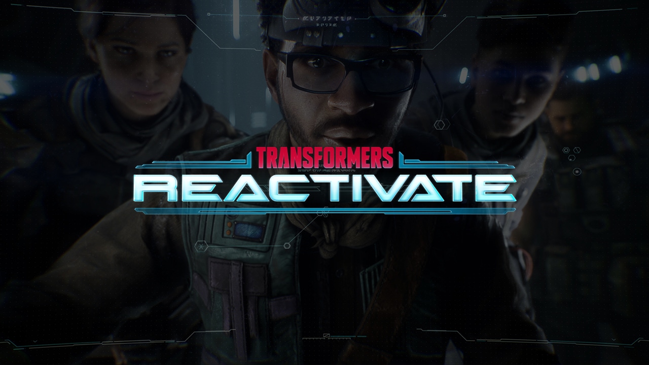 The Transformers: Reactivate logo overlaid on a screenshot from the game The Transformers: Reactivate logo overlaid on a screenshot from the game