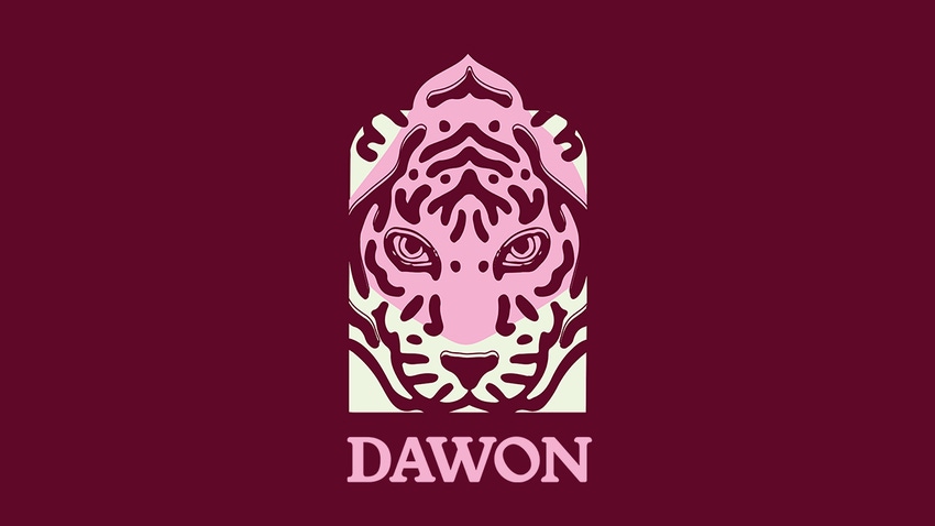 The Dawon logo on a purple background