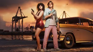 The two protagonists of GTA VI wearing retro 80s inspired clothing The two protagonists of GTA VI wearing retro 80s inspired clothing