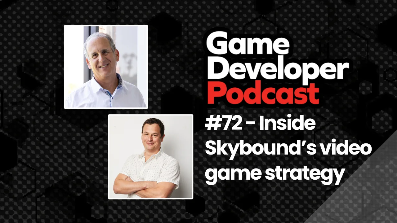 Photos of David Alpert and Jon Goldman next to the Game Developer Podcast logo. Photos of David Alpert and Jon Goldman next to the Game Developer Podcast logo.