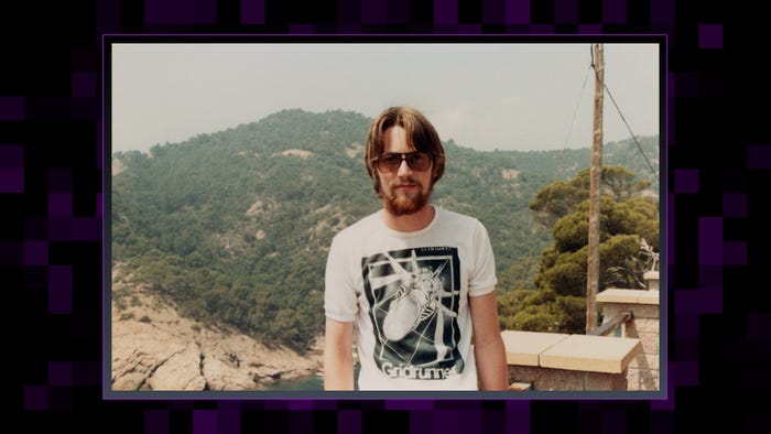 A young Jeff Minter photographed in Los Angeles. A young Jeff Minter photographed in Los Angeles.
