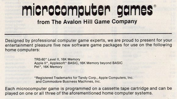 microcomputer games avalon hill