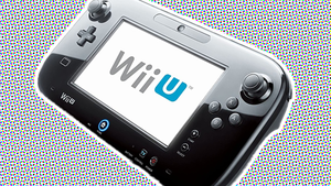The Wii U gamepad on a stylised background