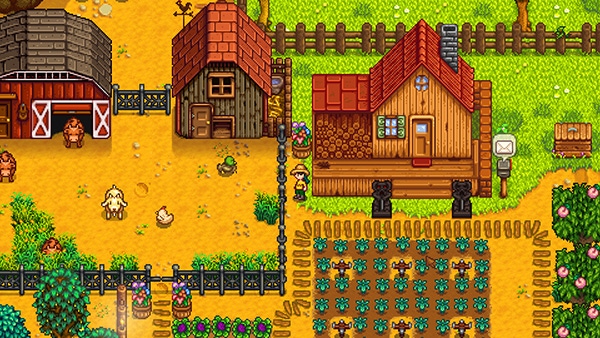 A screenshot from Stardew Valley showing a player's farm