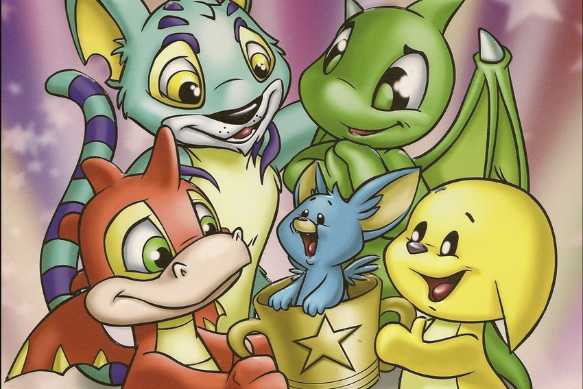 Neopets in a promotional image celebrating the birth of a new Neopet.