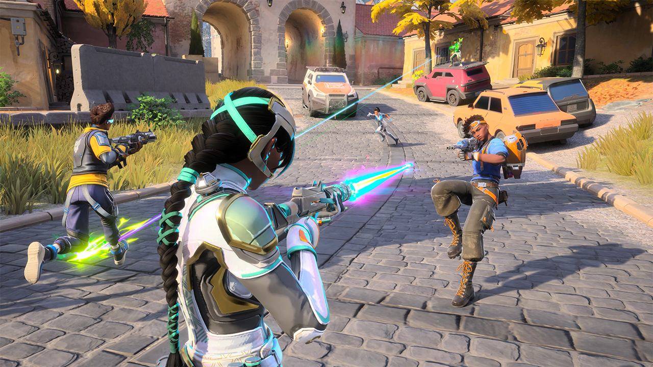 A screenshot from an early build of Project Ethos showing vibrant player characters in a firefight A screenshot from an early build of Project Ethos showing vibrant player characters in a firefight