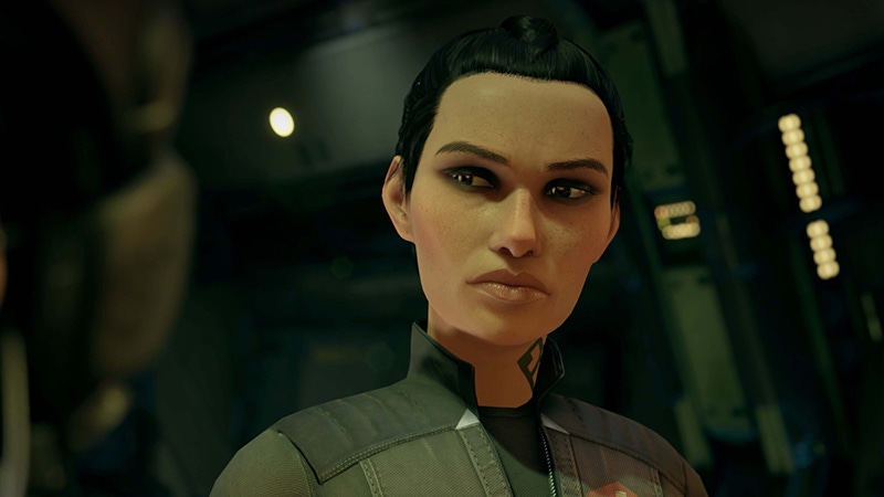 A screenshot from The Expanse: A Telltale Series showing protagonist Camina Drummer.