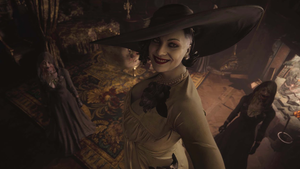 Lady Dimitrescu in Resident Evil Village. Lady Dimitrescu in Resident Evil Village.