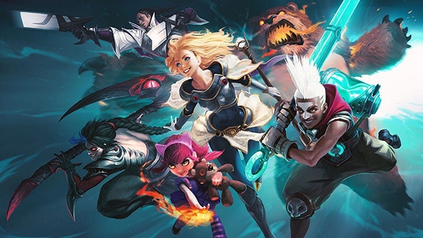 《英雄联盟(League of Legends)》官方宣传图,展示游戏界面与游戏角啬