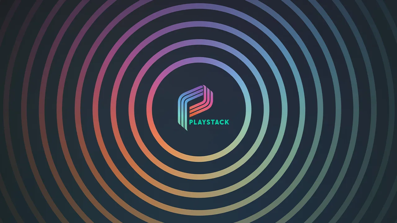 The Playstack logo on a blue patterned background The Playstack logo on a blue patterned background